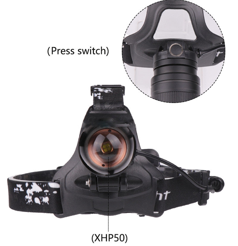 USB Rechargeable Zoomable LED Headlamp with XHP50
