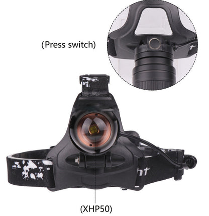 USB Rechargeable Zoomable LED Headlamp with XHP50