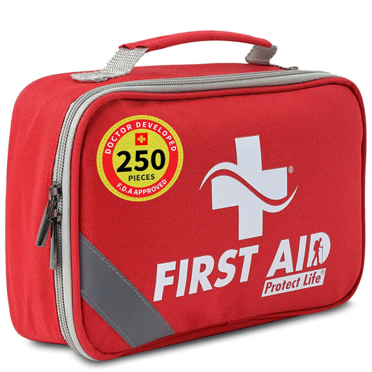 Protect Life First Aid Kit for Home/Business HSA/FSA Eligible Emergency Kit - Medical First Aid Kit - Camping First Aid Kit Hiking - 250pcs