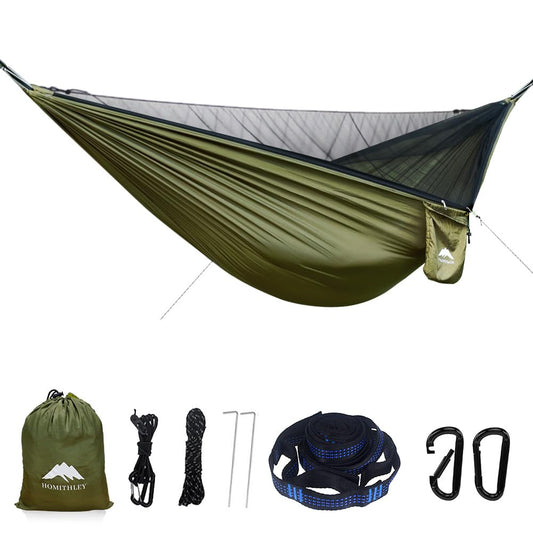 Homithley Camping Hammock - Portable Hammock with Mosquito Net Lightweight Backpacking Hammocks Swing Camping Accessories for Indoor Outdoor Beach Backyard Patio Travel Hiking