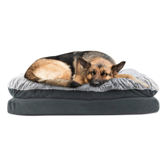 Arlee Pillow Topper Rectangle Pet Bed - Orthopedic Memory Foam Dog Bed Excellent Support for Large Dogs with Extra Large Sleep Surface Easy to Wash Designed for Ultimate Comfort - Charcoal(L)