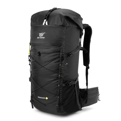 SKYSPER Hiking Backpack - 50L Roll Top Backpacking Backpack Lightweight Comfortable Breathable Camping Travel Pack for Men Women(Black)