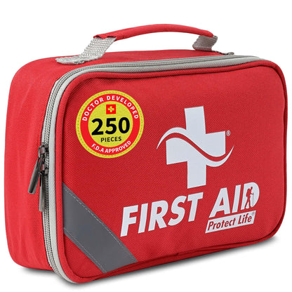 Protect Life First Aid Kit for Home/Business HSA/FSA Eligible Emergency Kit - Medical First Aid Kit - Camping First Aid Kit Hiking - 250pcs