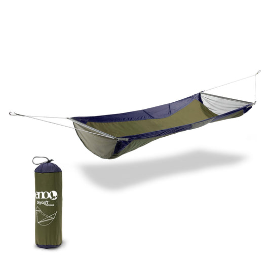 ENO Skyloft Hammock - 1 Person Portable Hammock - for Camping Hiking Backpacking Travel Festival or The Beach - Navy/Olive
