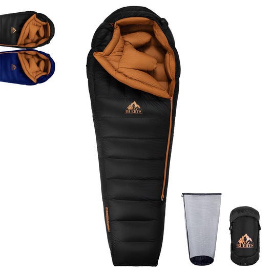 BUERTS 0 Degree Down Sleeping Bag 650FP for Cold Weather0°F 20°F 30°F 40°F Compact Mummy Sleeping Bag for Adults and Teenager CampingHiking and Backpacking Outdoor (0 Degree Black)