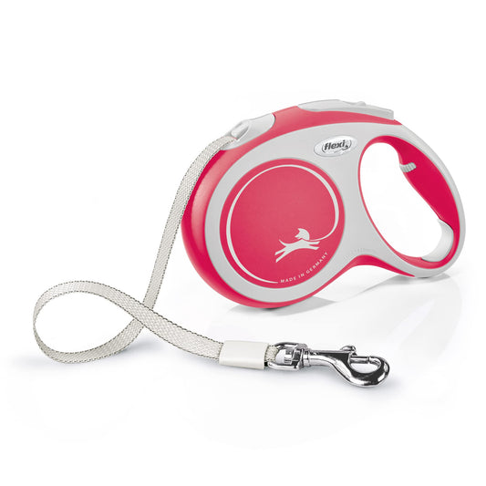 Flexi New Comfort Tape Grey & Red Large 5m Retractable Dog Leash/Lead for Dogs up to 60kgs/132lbs