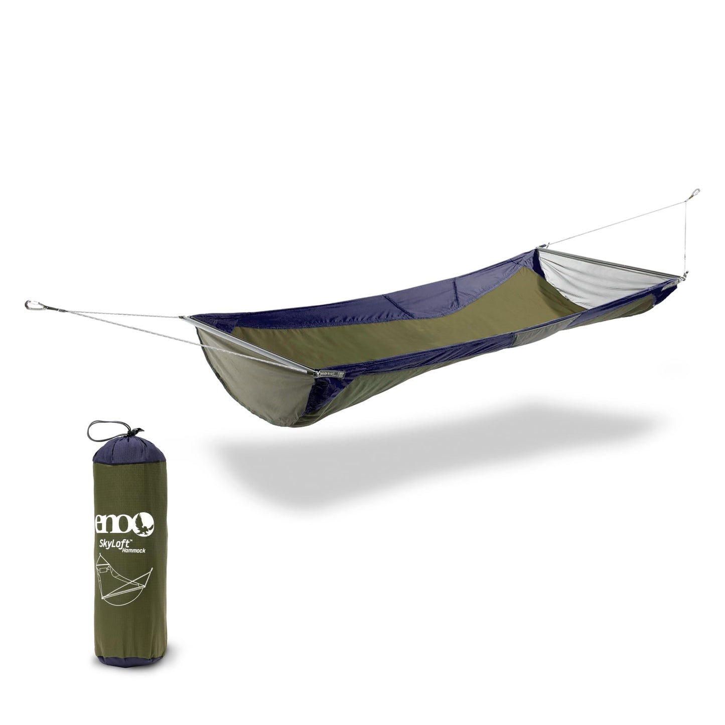ENO Skyloft Hammock - 1 Person Portable Hammock - for Camping Hiking Backpacking Travel Festival or The Beach - Navy/Olive