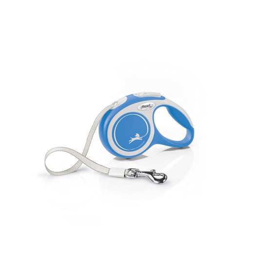 Flexi Comfort Tape Grey & Blue Extra Small 3m Retractable Dog Leash/Lead for Dogs up to 12kgs/26lbs