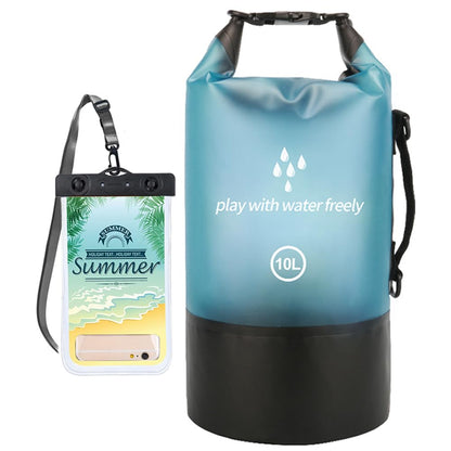 Waterproof Dry Bag5L/10L/20L Roll Top Lightweight Dry Storage Bag Backpack with Waterproof Phone Case for TravelSwimmingBoatingKayakingFishingCamping and Beach (Blue 1pcs 10L)