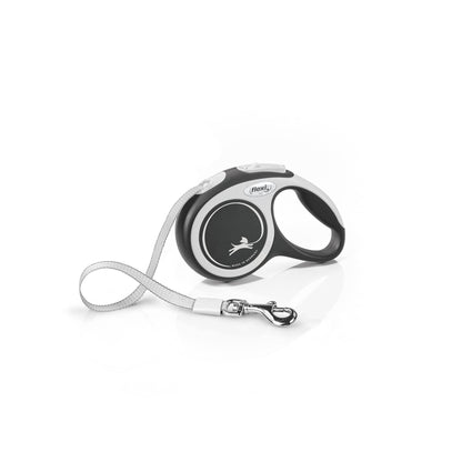 Flexi New Comfort Tape Grey & Black Extra Small 3m Retractable Dog Leash/Lead for Dogs up to 12kgs/26lbs