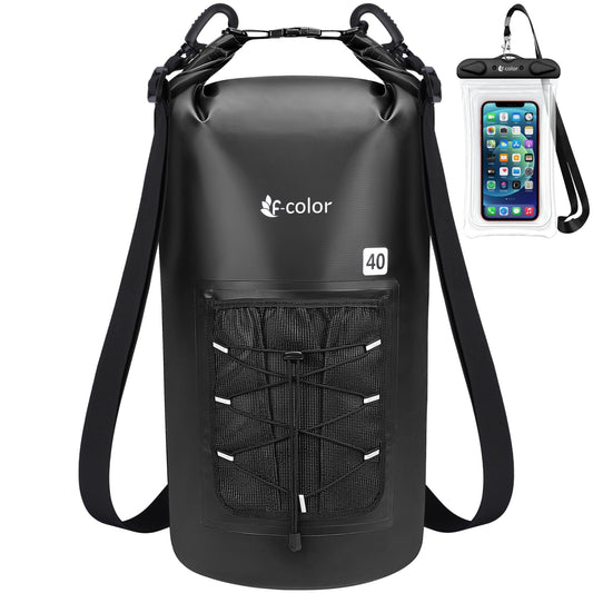 F-color Waterproof Dry Bag Backpack - 5L/10L/20L/30L/40L Lightweight Roll Top Waterproof Pouch Dry Bag with Waterproof Phone Case for Kayaking Beach Boating Paddleboarding Camping Fishing