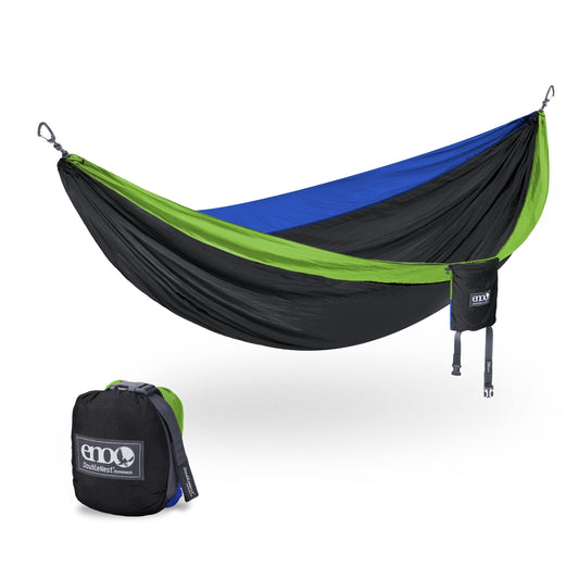 ENO DoubleNest Hammock - Lightweight Portable 1 to 2 Person Hammock - for Camping Hiking Backpacking Travel a Festival or The Beach - Chartreuse/Black/Royal