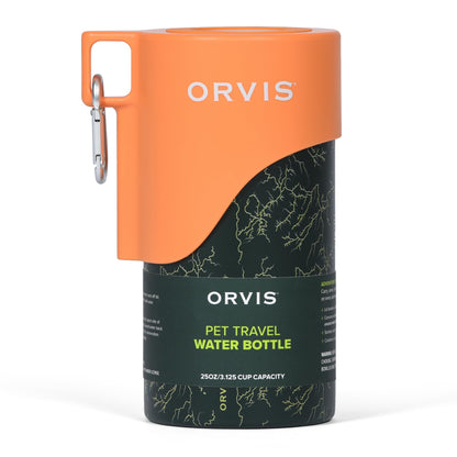 Orvis Dog Travel Water Bottle Stainless Steel 3.125c Capacity | Portable Pet Water Bottle with Built-in Bowl | High Visibility Travel Pet Waterer with Water Conservation Spout